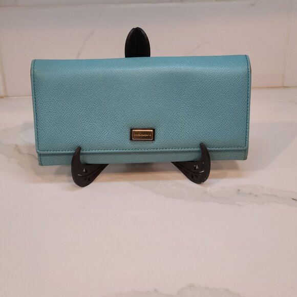 Dolce & Gabbana Handbags - Dolce & Gabbana blue Dauphine leather continental flap wallet EUC